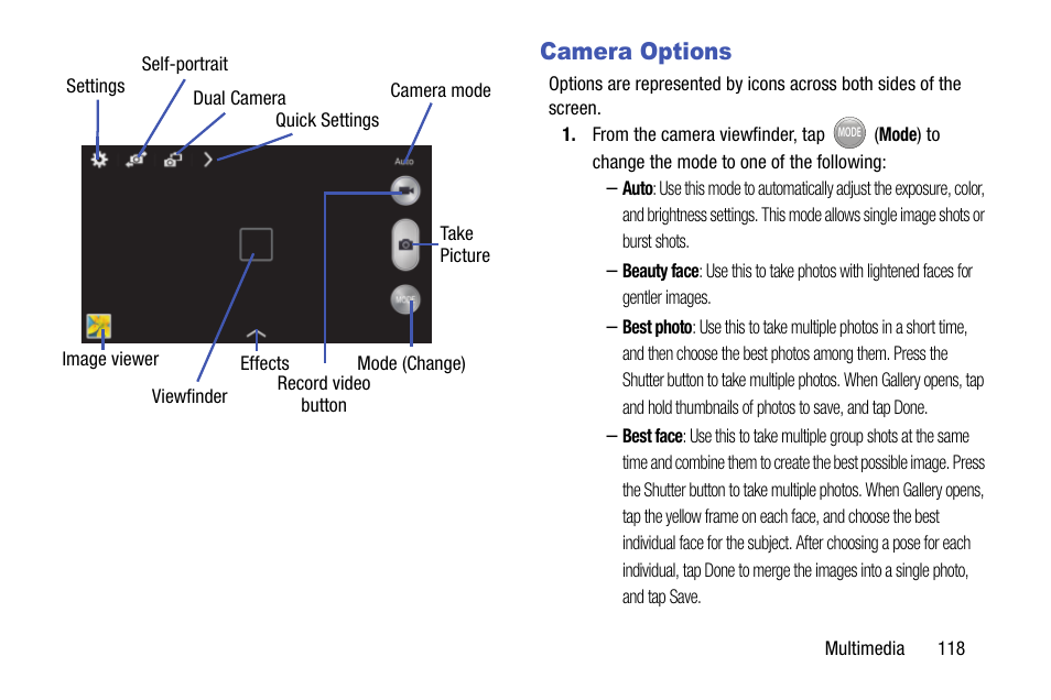 Camera options | Samsung SM-N900TZKETMB User Manual | Page 125 / 332