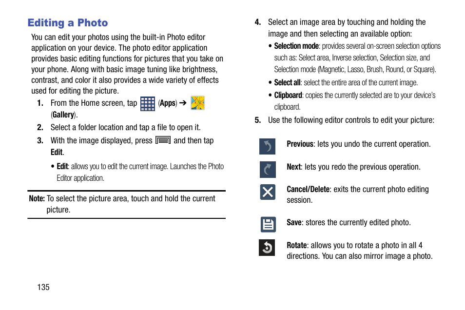 Editing a photo | Samsung SM-N900TZKETMB User Manual | Page 142 / 332