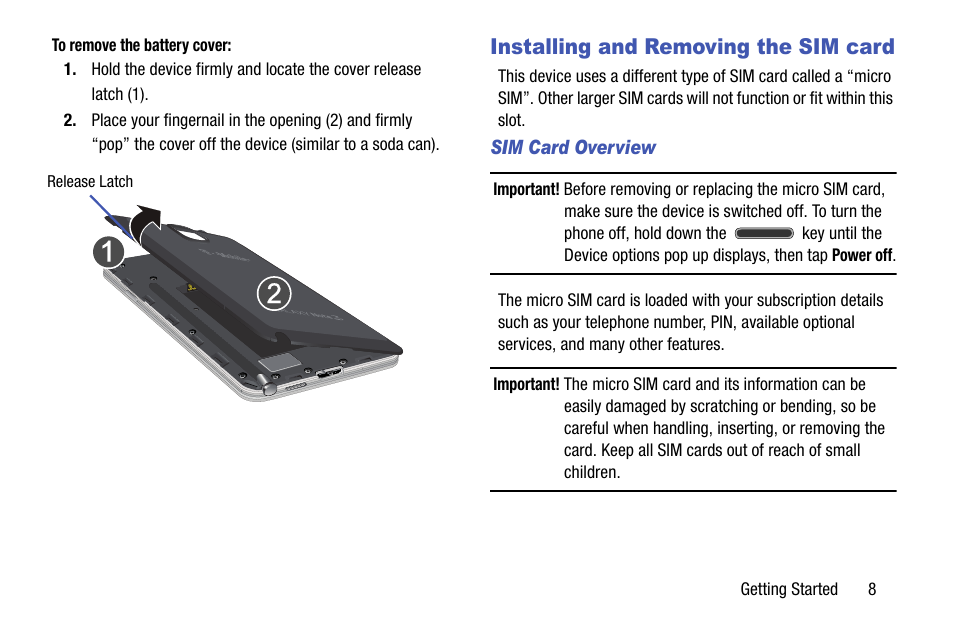 Installing and removing the sim card | Samsung SM-N900TZKETMB User Manual | Page 15 / 332