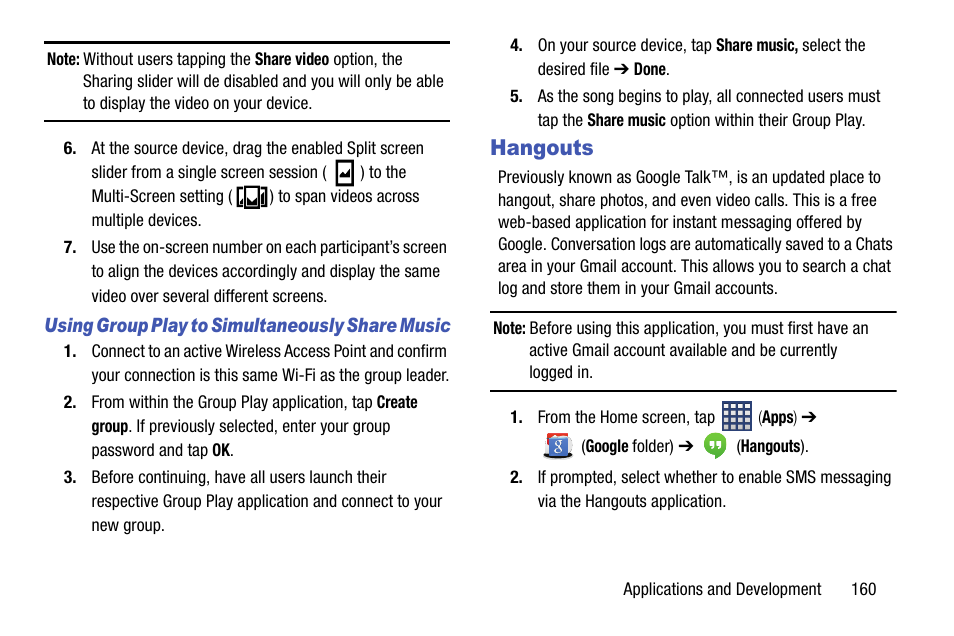 Hangouts | Samsung SM-N900TZKETMB User Manual | Page 167 / 332