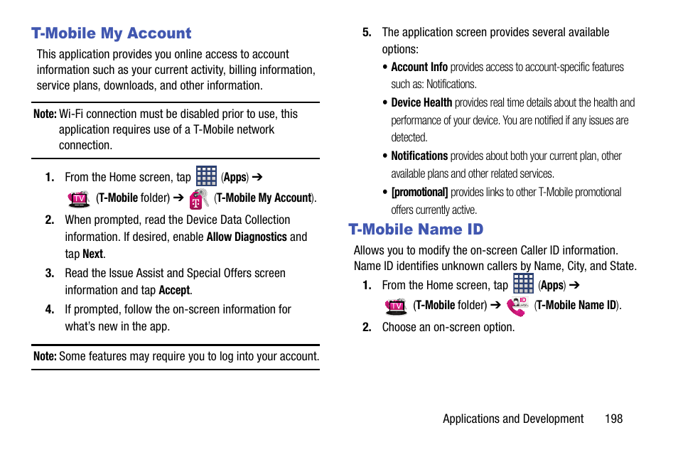 T-mobile my account, T-mobile name id, T-mobile my account t-mobile name id | Samsung SM-N900TZKETMB User Manual | Page 205 / 332