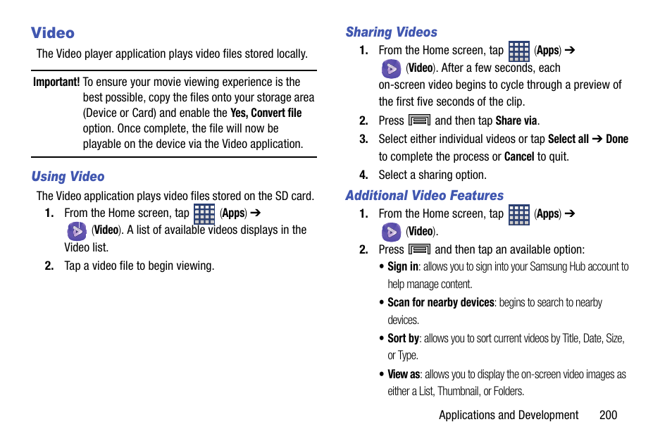 Video | Samsung SM-N900TZKETMB User Manual | Page 207 / 332