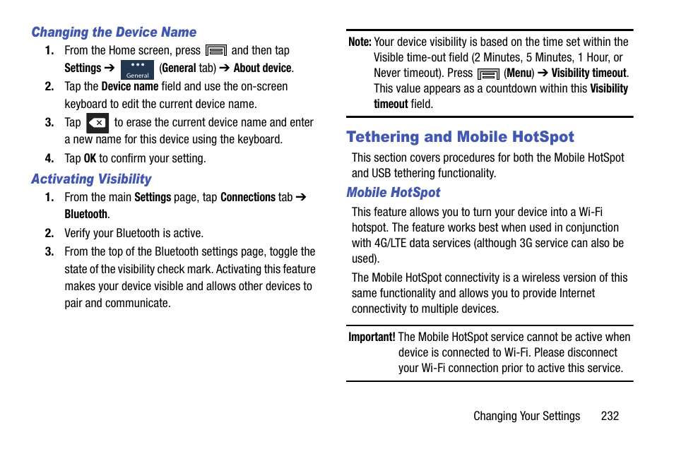 Tethering and mobile hotspot | Samsung SM-N900TZKETMB User Manual | Page 239 / 332