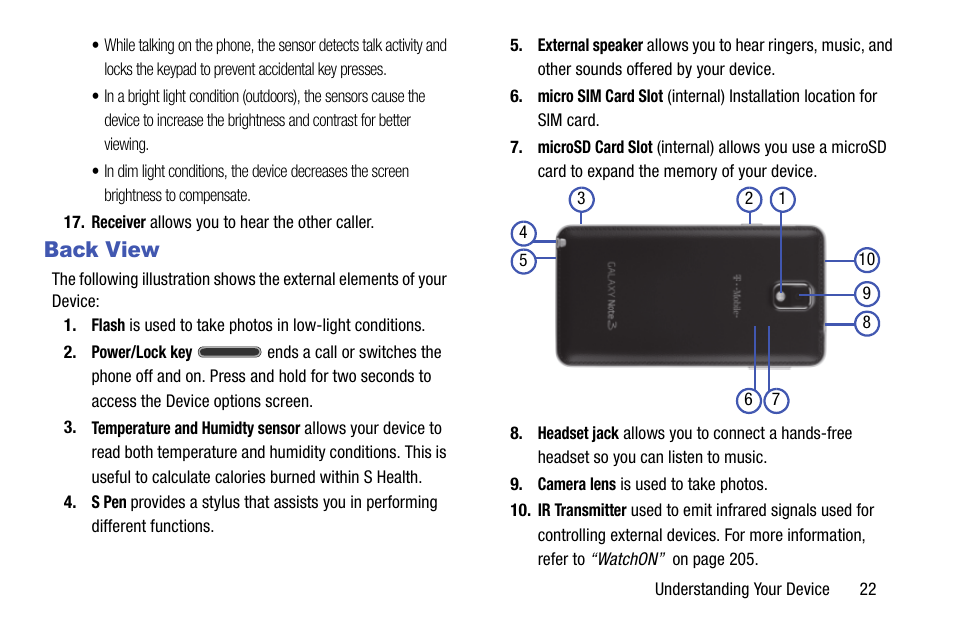 Back view | Samsung SM-N900TZKETMB User Manual | Page 29 / 332