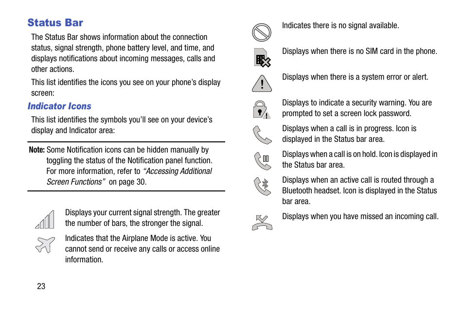 Status bar | Samsung SM-N900TZKETMB User Manual | Page 30 / 332