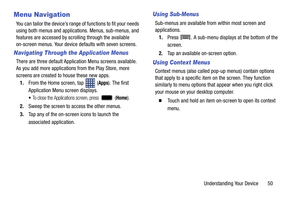 Menu navigation | Samsung SM-N900TZKETMB User Manual | Page 57 / 332