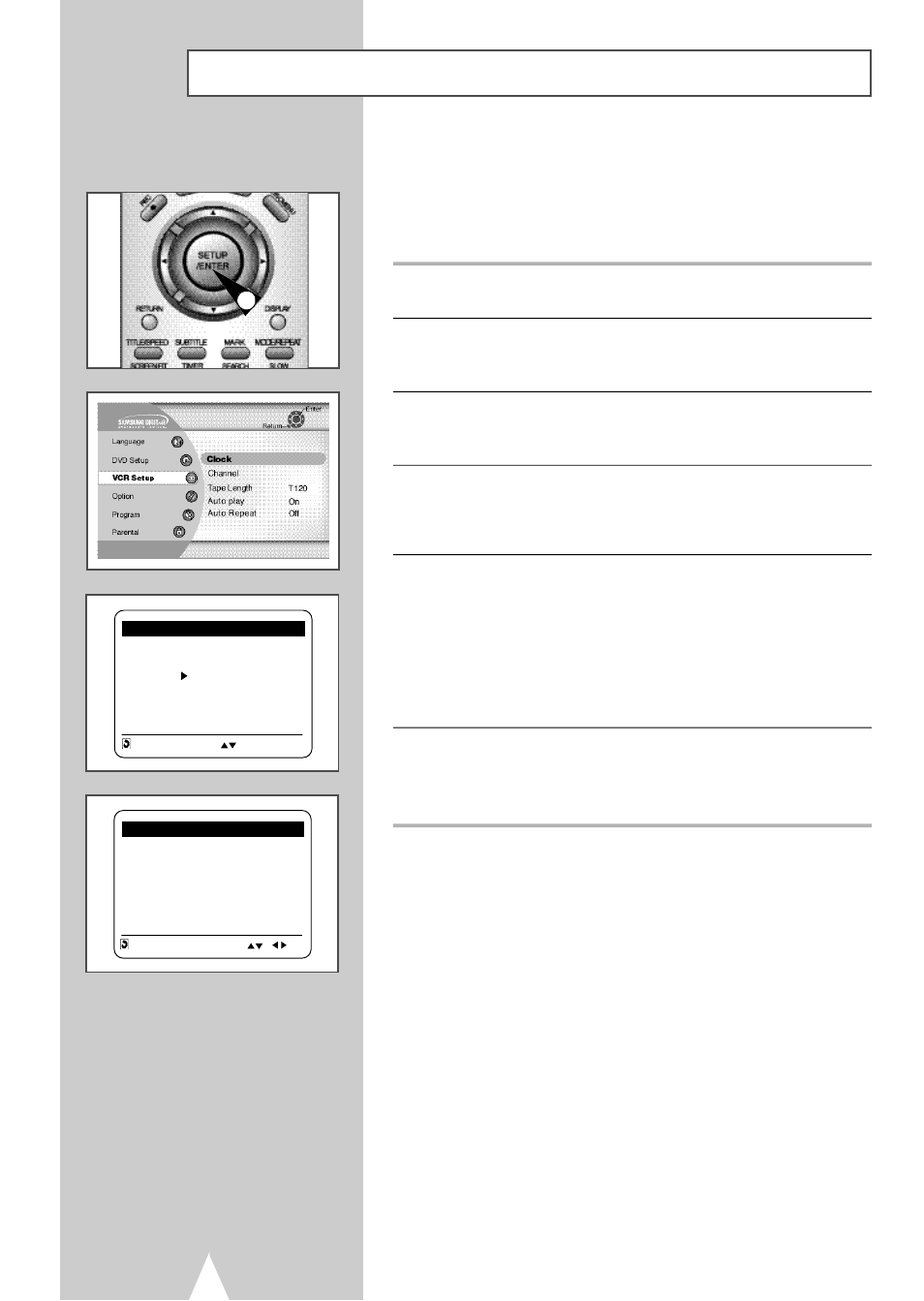 Manual clock set | Samsung DVDV2500V-XAA User Manual | Page 18 / 67