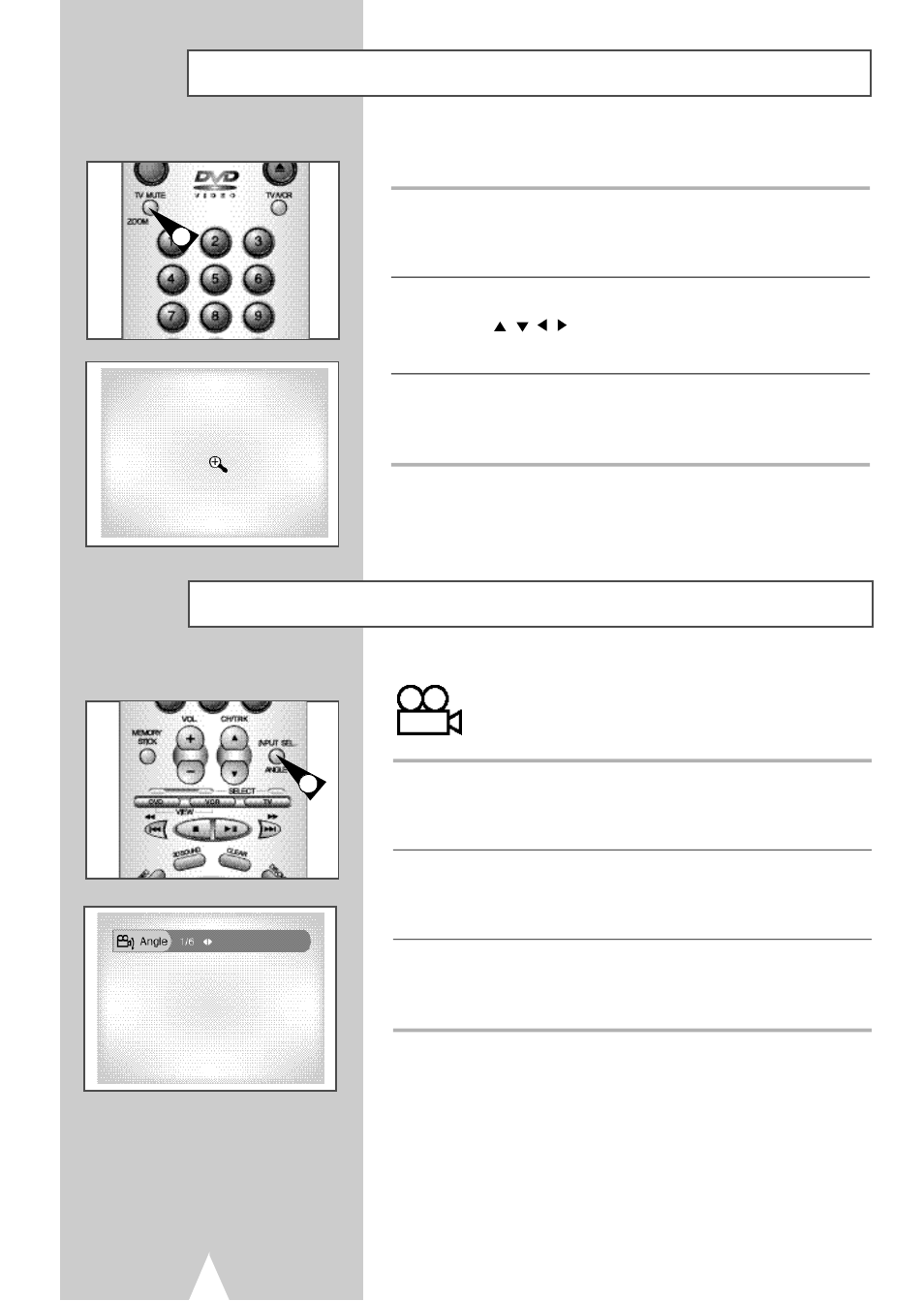 Zoom, Angle view | Samsung DVDV2500V-XAA User Manual | Page 36 / 67