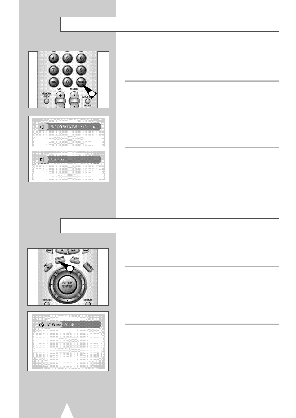 Audio, 3d sound | Samsung DVDV2500V-XAA User Manual | Page 38 / 67