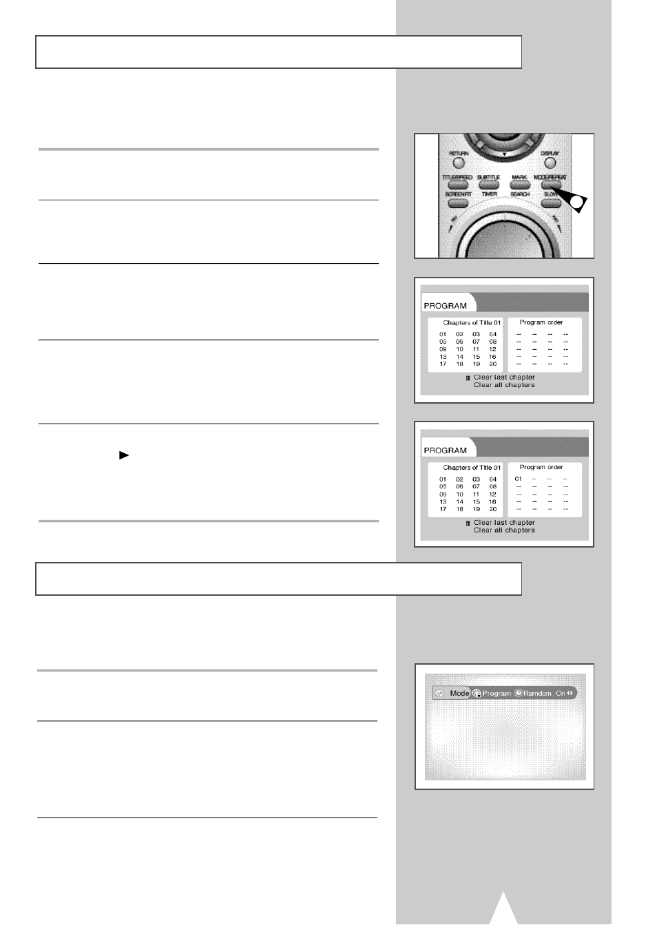 Programmed playback random playback | Samsung DVDV2500V-XAA User Manual | Page 41 / 67