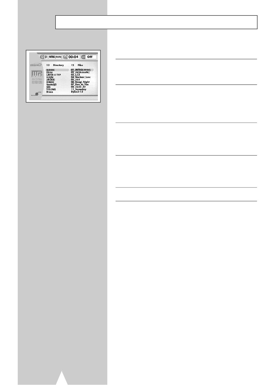 Mp3 playback | Samsung DVDV2500V-XAA User Manual | Page 42 / 67