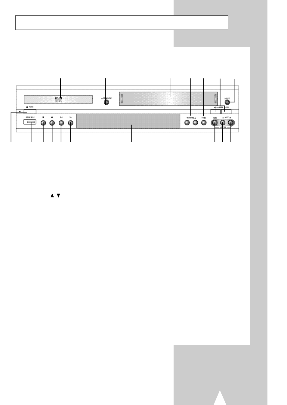 Front panel overview | Samsung DVDV2500V-XAA User Manual | Page 9 / 67