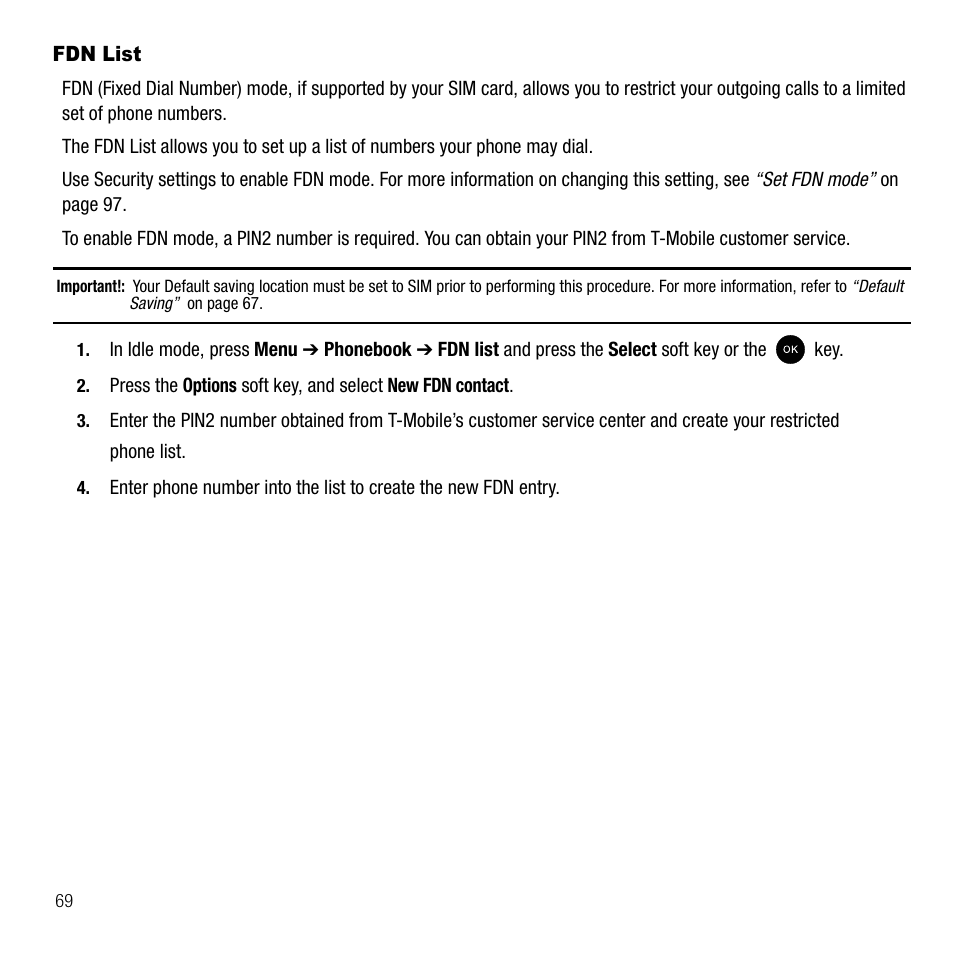 Fdn list | Samsung SGH-T339RRATMB User Manual | Page 72 / 184