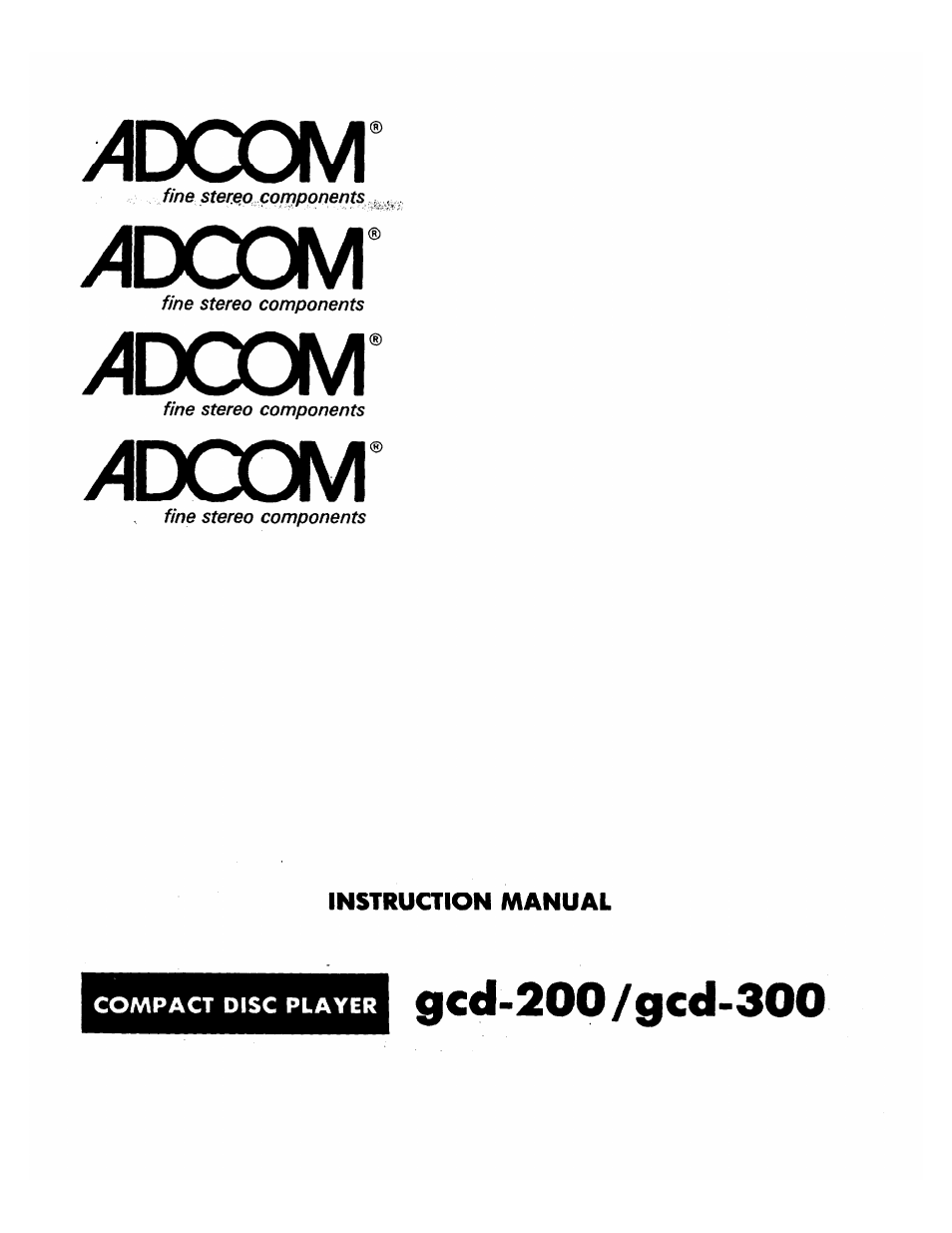 Adcom GCD-200 User Manual | 11 pages