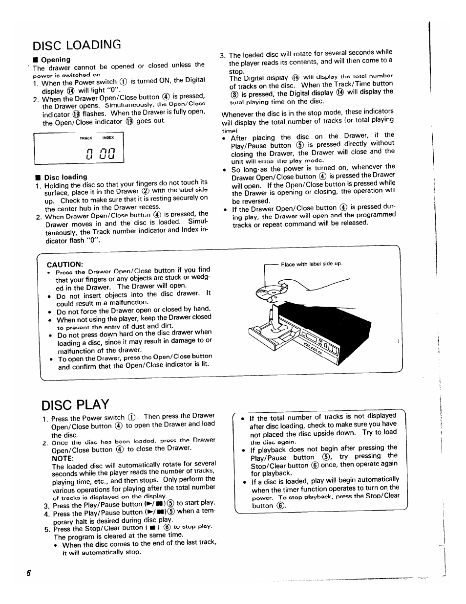 Disc play, Disc loading | Adcom GCD-200 User Manual | Page 5 / 11