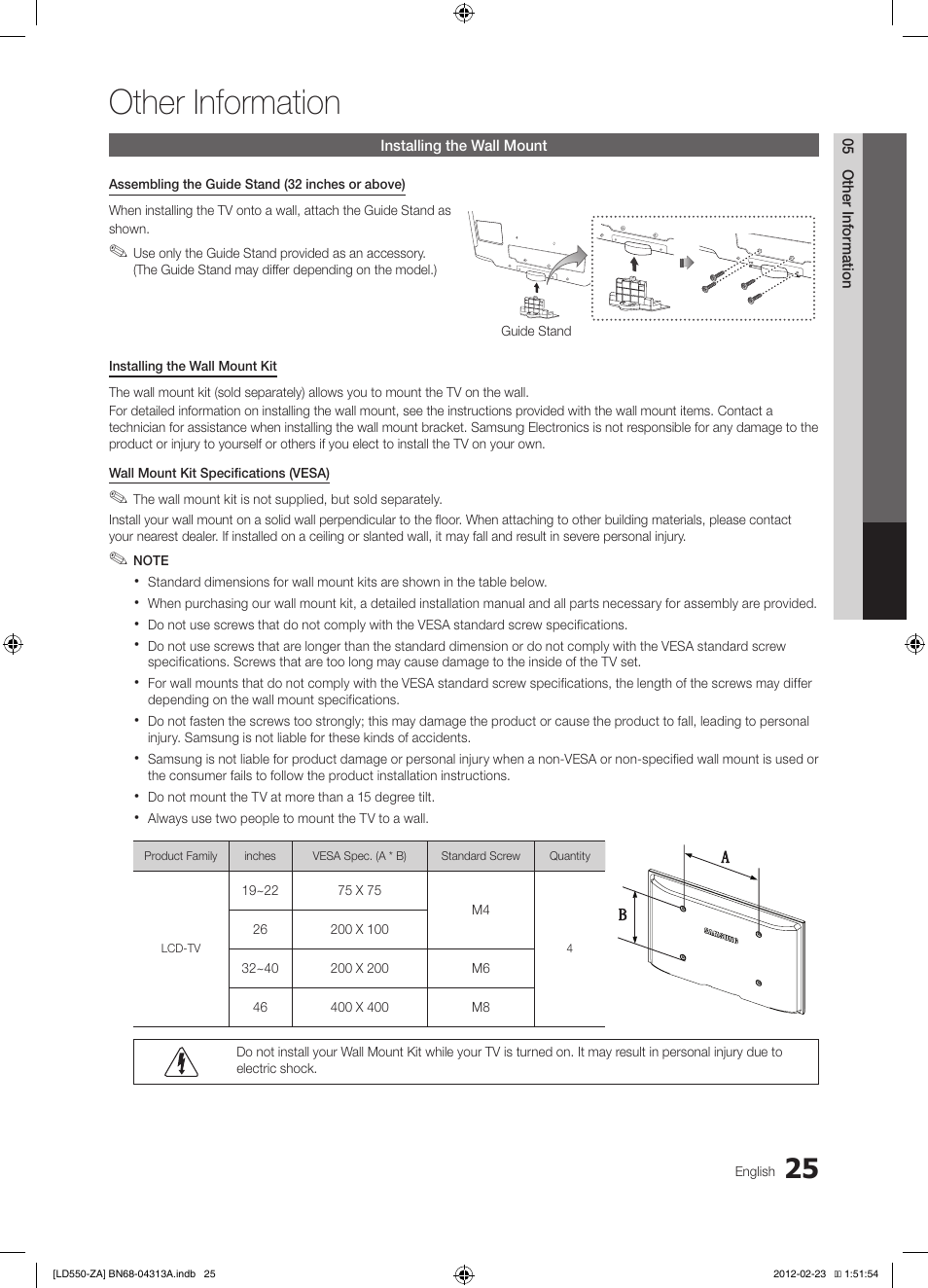 Other information | Samsung LN46E550F6FXZA User Manual | Page 25 / 35