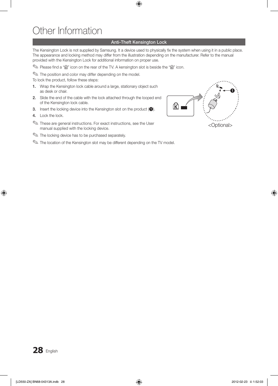 Other information | Samsung LN46E550F6FXZA User Manual | Page 28 / 35