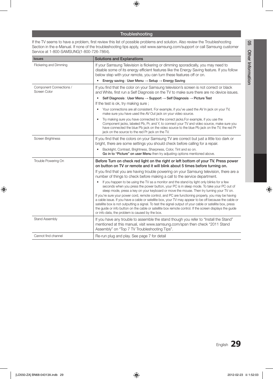 Samsung LN46E550F6FXZA User Manual | Page 29 / 35