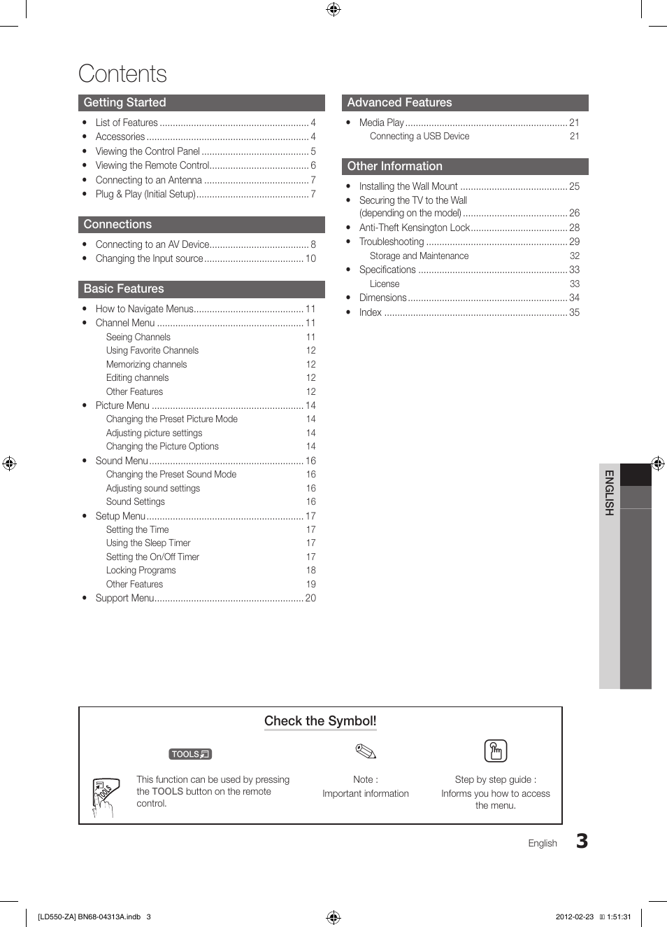 Samsung LN46E550F6FXZA User Manual | Page 3 / 35