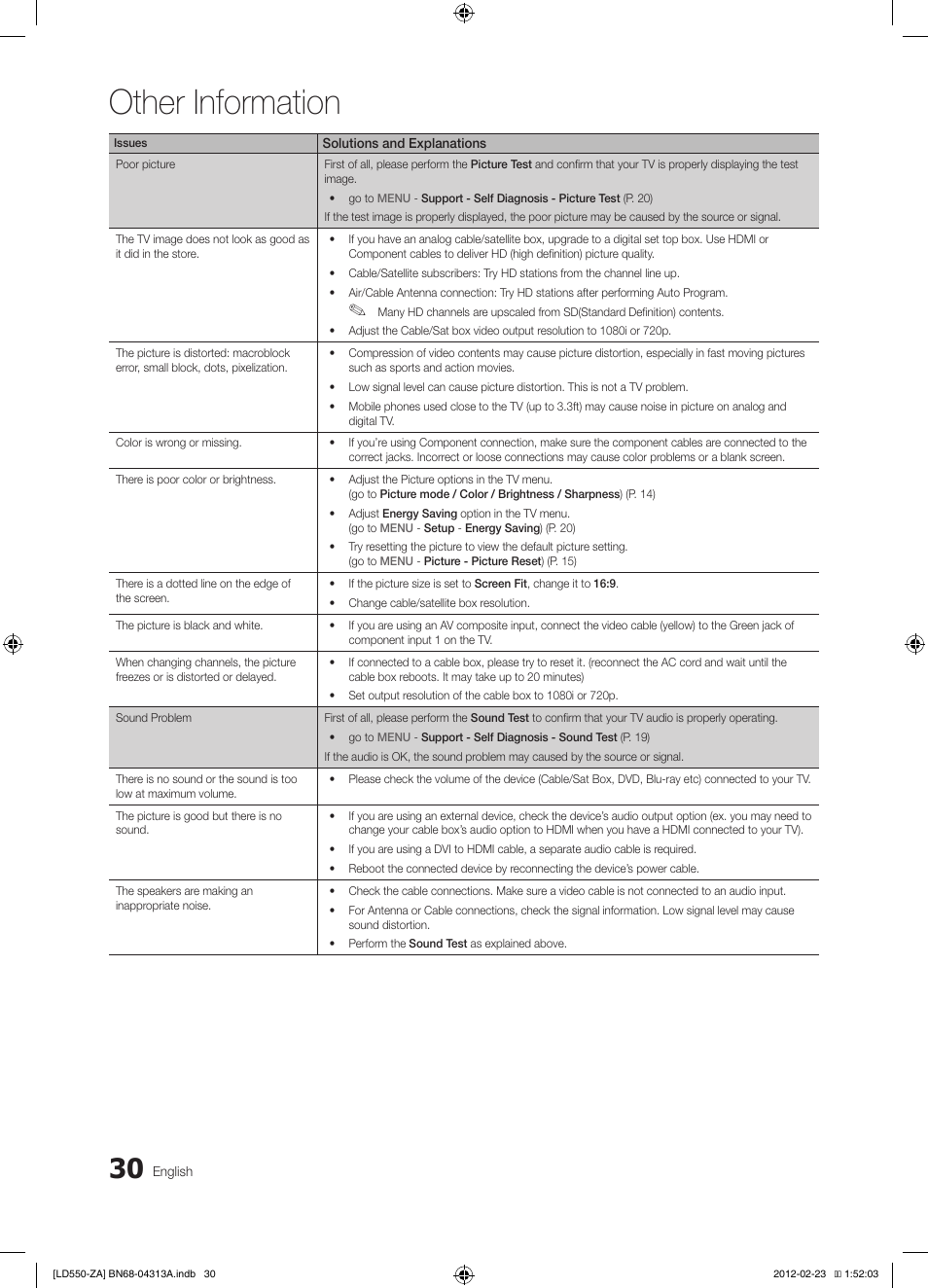 Other information | Samsung LN46E550F6FXZA User Manual | Page 30 / 35