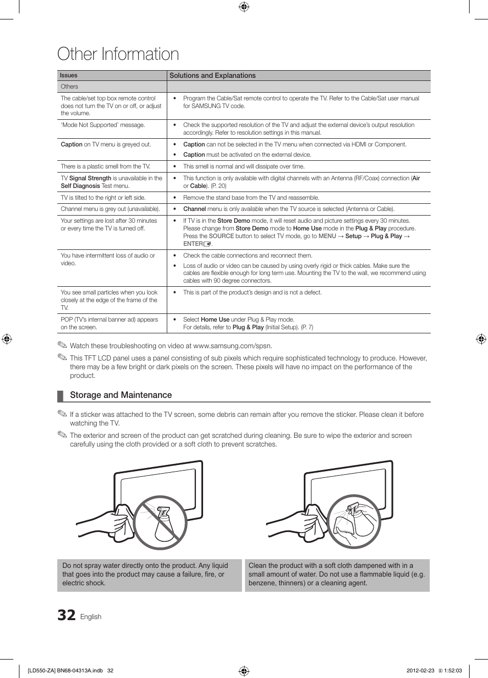 Other information | Samsung LN46E550F6FXZA User Manual | Page 32 / 35