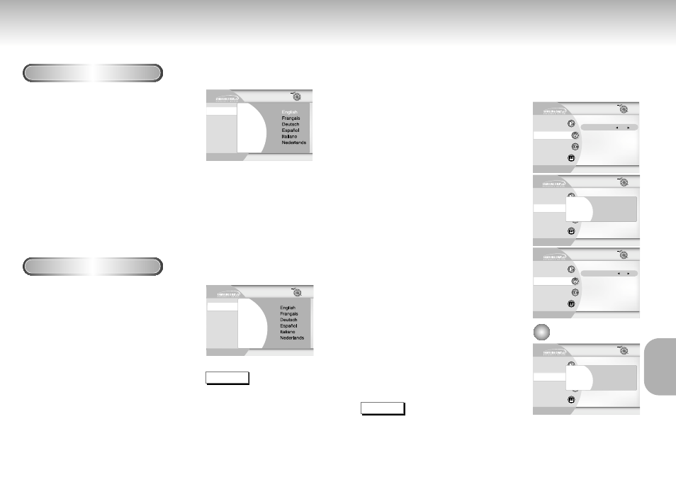 Setting up the language features, Setting up the parental control | Samsung DVD-P721M-XAA User Manual | Page 23 / 26