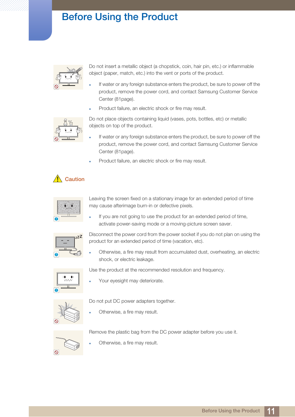 Before using the product | Samsung LS27A850DS-ZA User Manual | Page 11 / 90