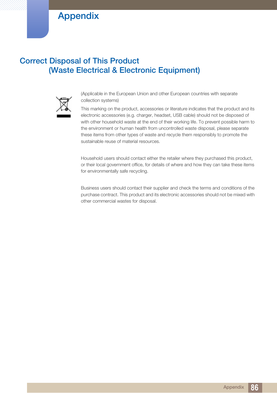 Appendix | Samsung LS27A850DS-ZA User Manual | Page 86 / 90