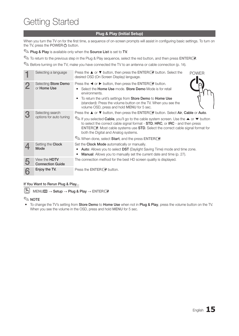 Plug & play (initial setup), Getting started, Info guide | Samsung LT27A300ND-ZA User Manual | Page 15 / 42