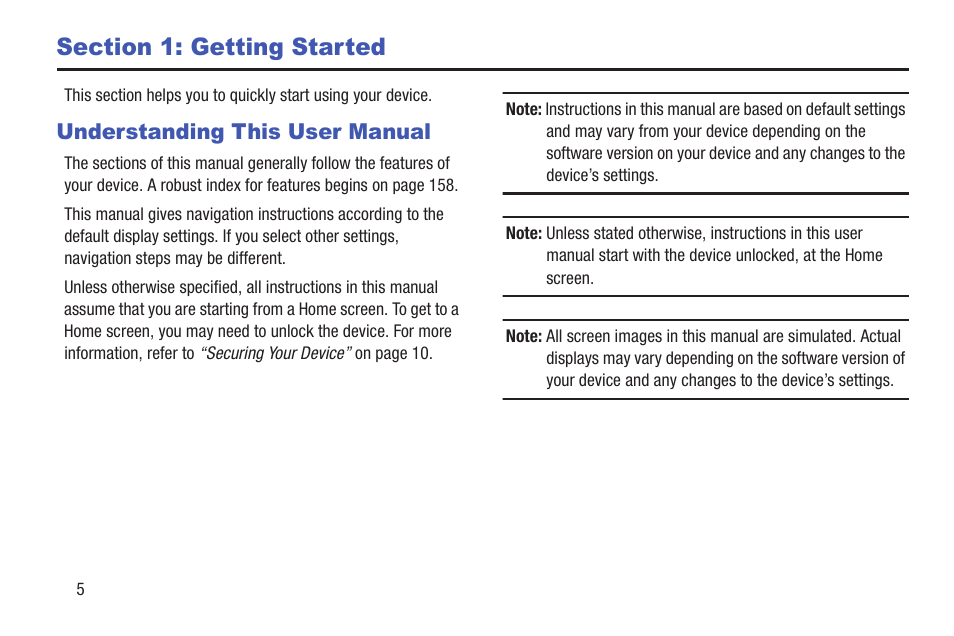 Section 1: getting started, Understanding this user manual | Samsung SM-P907AZKAATT User Manual | Page 10 / 166