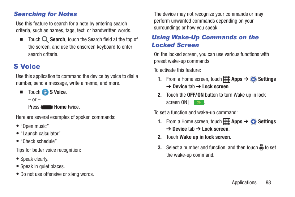 S voice | Samsung SM-P907AZKAATT User Manual | Page 103 / 166