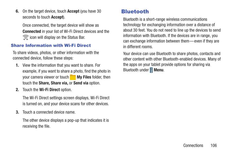 Bluetooth | Samsung SM-P907AZKAATT User Manual | Page 111 / 166