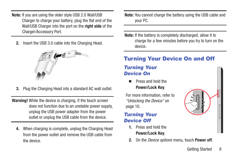 Turning your device on and off | Samsung SM-P907AZKAATT User Manual | Page 13 / 166