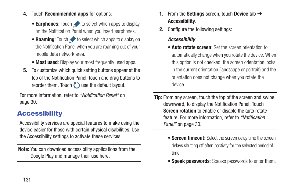Accessibility | Samsung SM-P907AZKAATT User Manual | Page 136 / 166