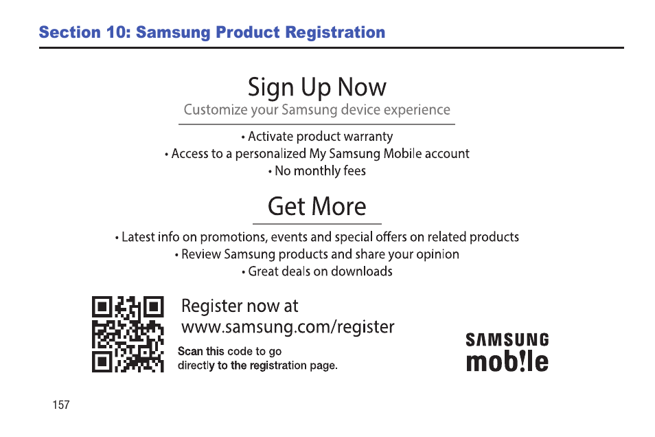 Section 10: samsung product registration, Section 10: samsung product, Registration | Samsung SM-P907AZKAATT User Manual | Page 162 / 166