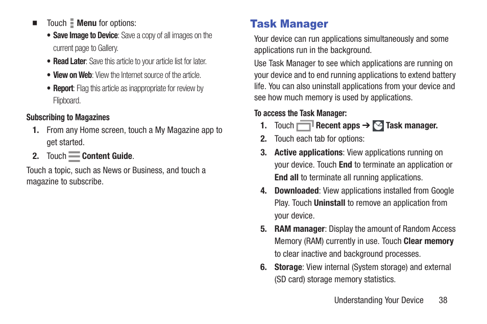 Task manager | Samsung SM-P907AZKAATT User Manual | Page 43 / 166