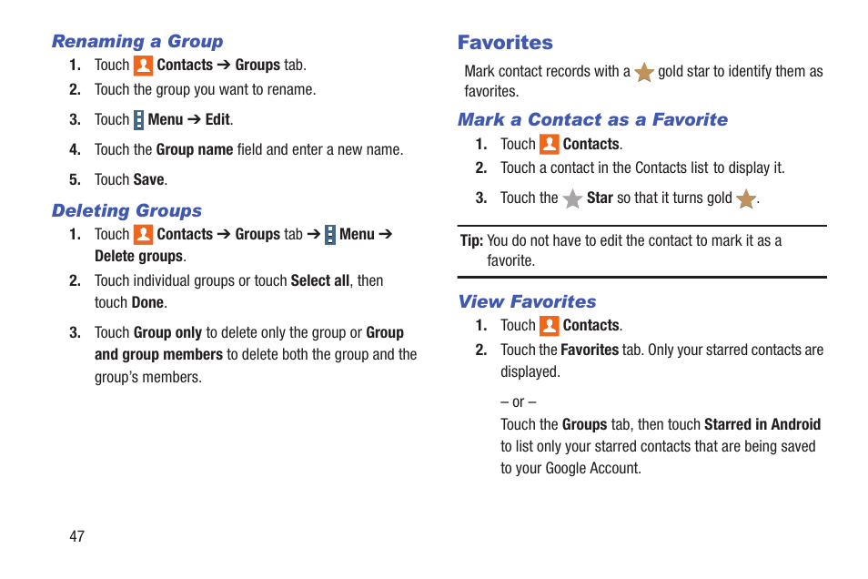 Favorites | Samsung SM-P907AZKAATT User Manual | Page 52 / 166