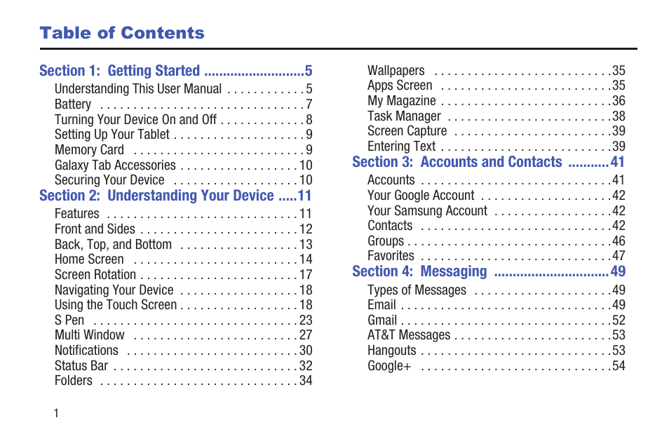 Samsung SM-P907AZKAATT User Manual | Page 6 / 166