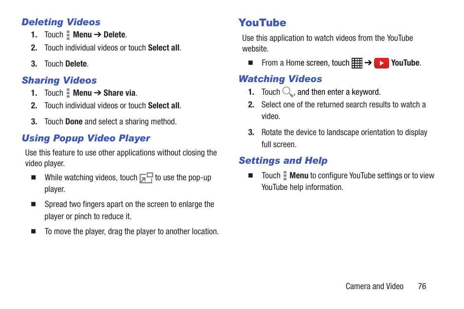 Youtube | Samsung SM-P907AZKAATT User Manual | Page 81 / 166