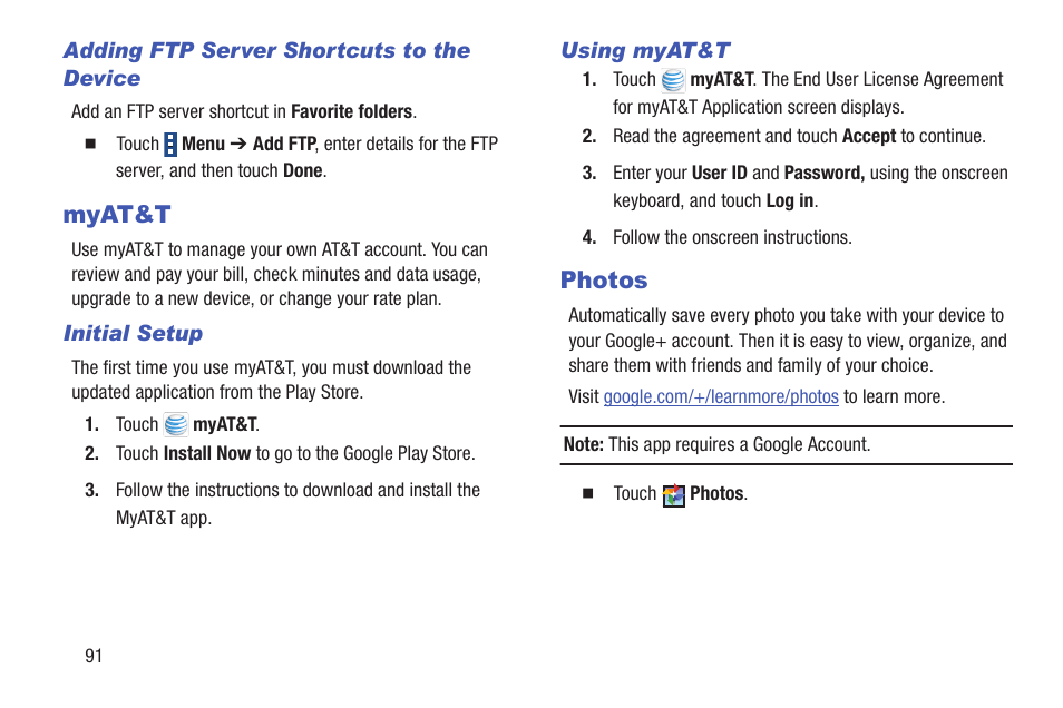 Myat&t, Photos, Myat&t photos | Samsung SM-P907AZKAATT User Manual | Page 96 / 166