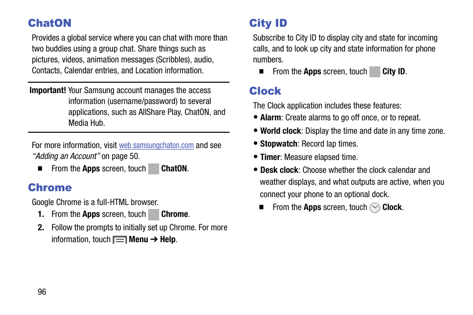 Chaton, Chrome, City id | Clock, Chaton chrome city id clock | Samsung SCH-R970ZKAUSC User Manual | Page 102 / 230