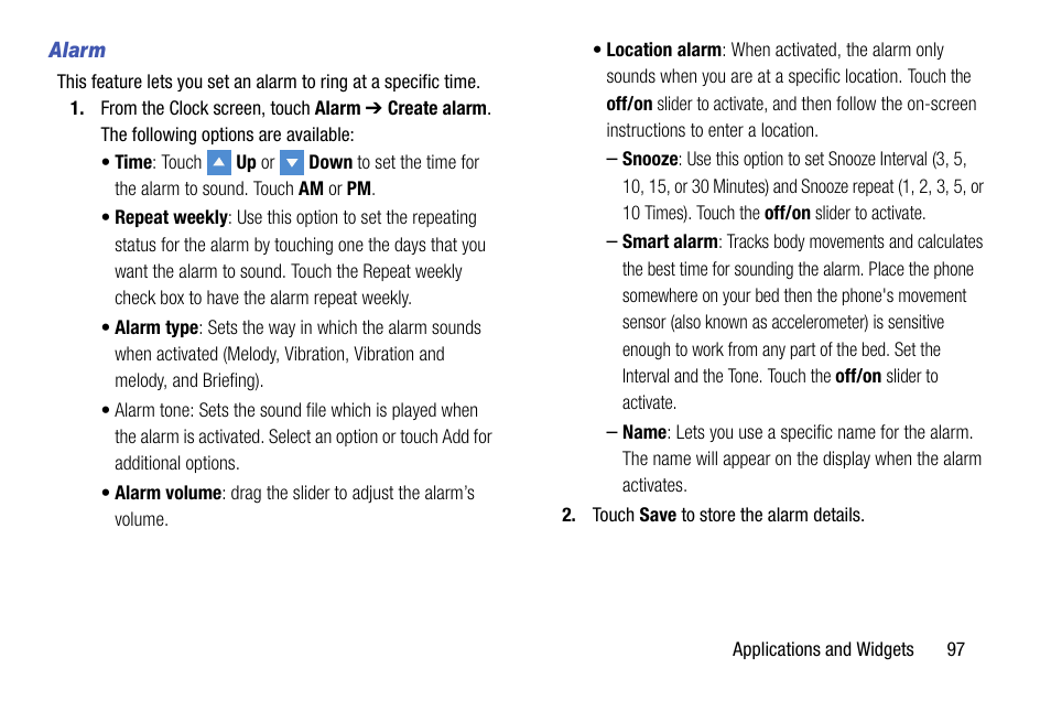 Alarm | Samsung SCH-R970ZKAUSC User Manual | Page 103 / 230