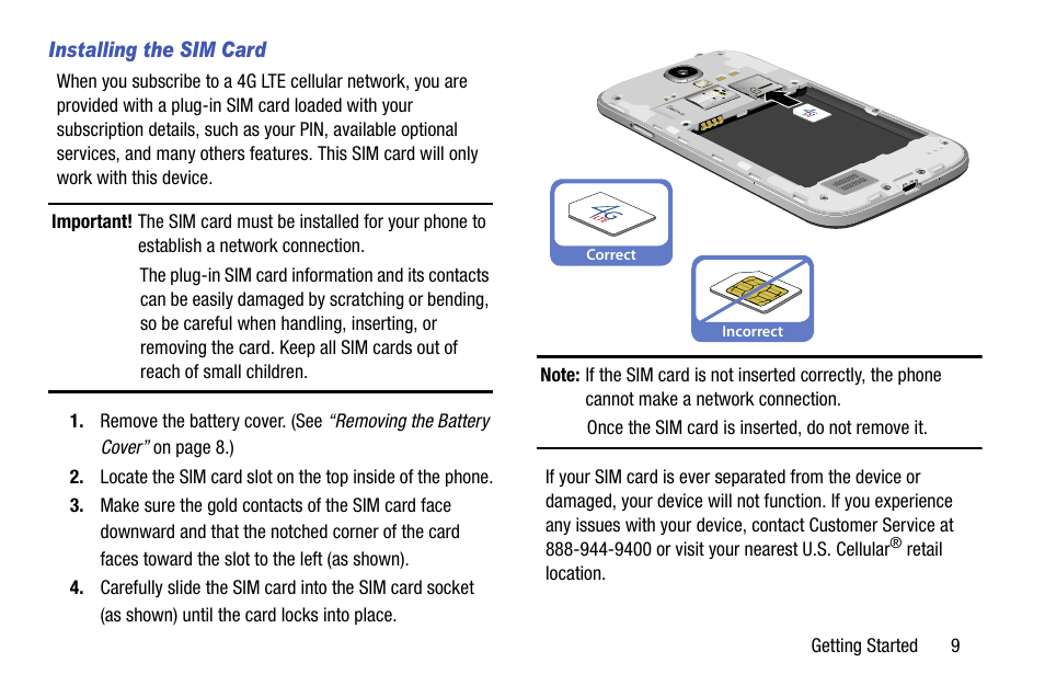 Installing the sim card | Samsung SCH-R970ZKAUSC User Manual | Page 15 / 230