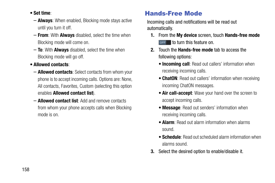 Hands-free mode | Samsung SCH-R970ZKAUSC User Manual | Page 164 / 230