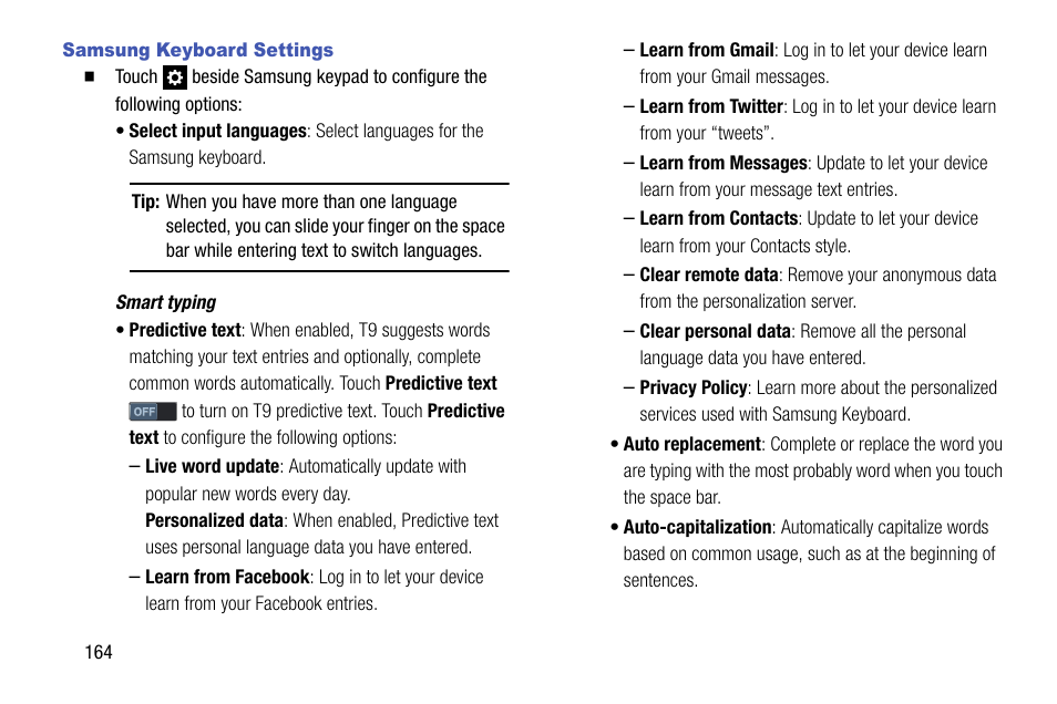 Samsung keyboard settings | Samsung SCH-R970ZKAUSC User Manual | Page 170 / 230