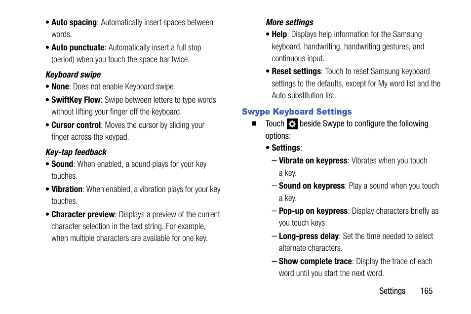 Swype keyboard settings | Samsung SCH-R970ZKAUSC User Manual | Page 171 / 230