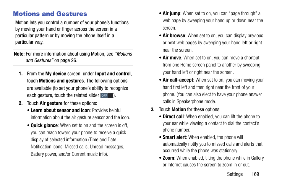 Motions and gestures | Samsung SCH-R970ZKAUSC User Manual | Page 175 / 230