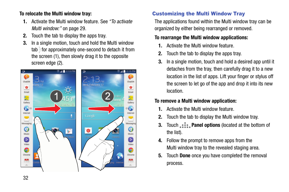 Customizing the multi window tray | Samsung SCH-R970ZKAUSC User Manual | Page 38 / 230