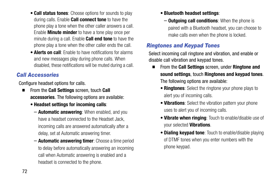 Call accessories, Ringtones and keypad tones | Samsung SCH-R970ZKAUSC User Manual | Page 78 / 230