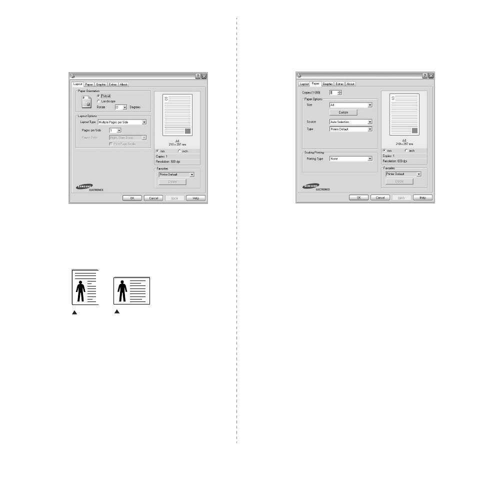 Layout tab, Paper tab, Layout tab paper tab | Layout tab - paper tab | Samsung SCX-4300-XAA User Manual | Page 69 / 97
